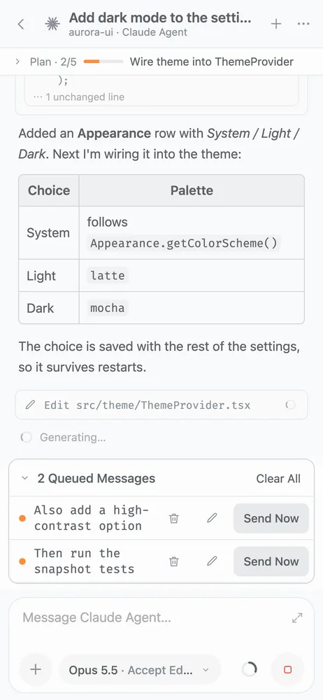 A thread in the Ayu Light theme