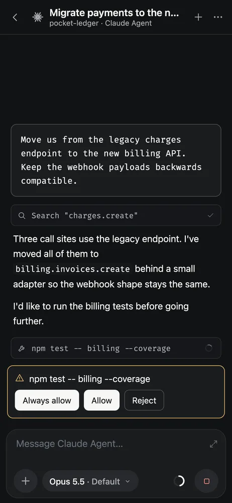 afk showing a permission request with Always allow, Allow and Reject