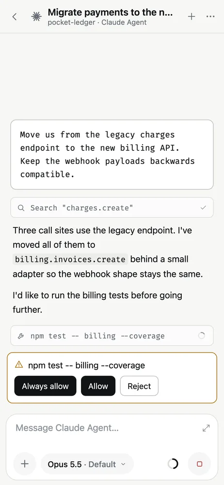 afk showing a permission request with Always allow, Allow and Reject